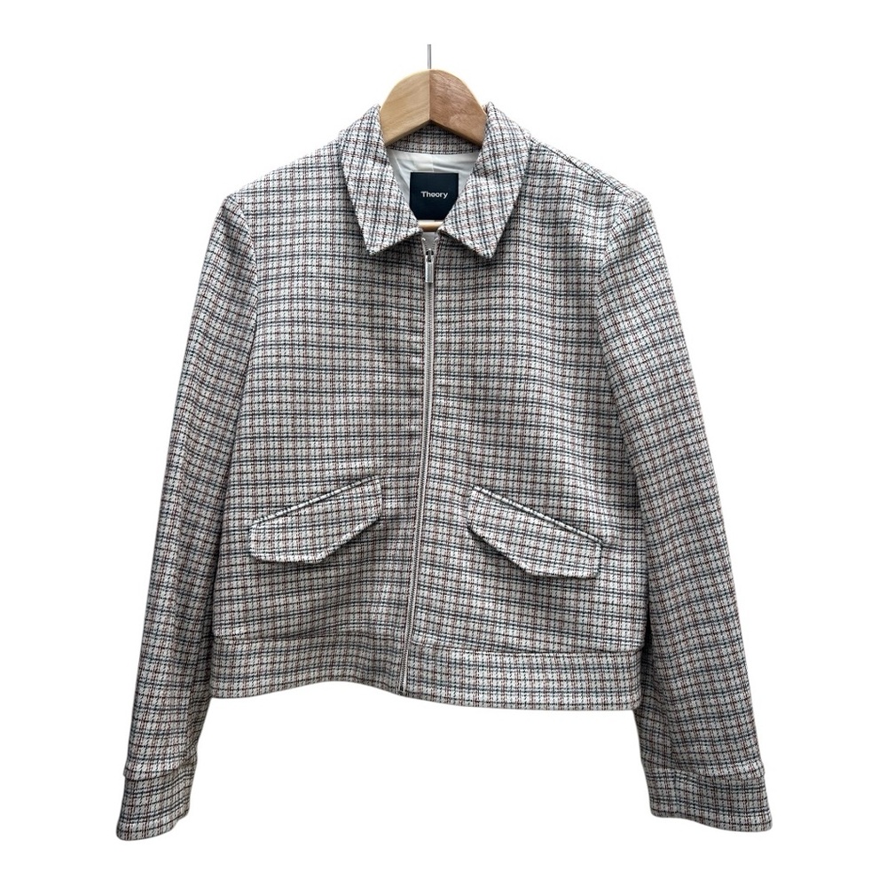 Theory Grid Knit Short Zip Jacket Medium NWT